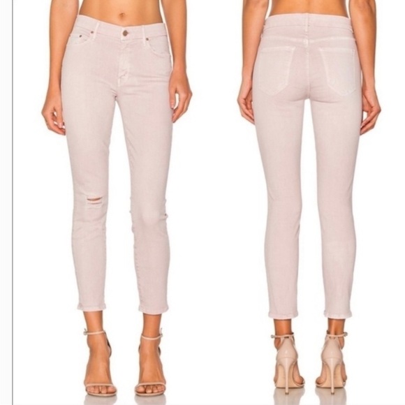 MOTHER The Looker Crop Jean Sexy Just Walked Into Town Blush Pink Sz 27 - Picture 2 of 14